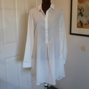 Umgee USA Women's Medium White Shirt Dress with Back Flap Ties